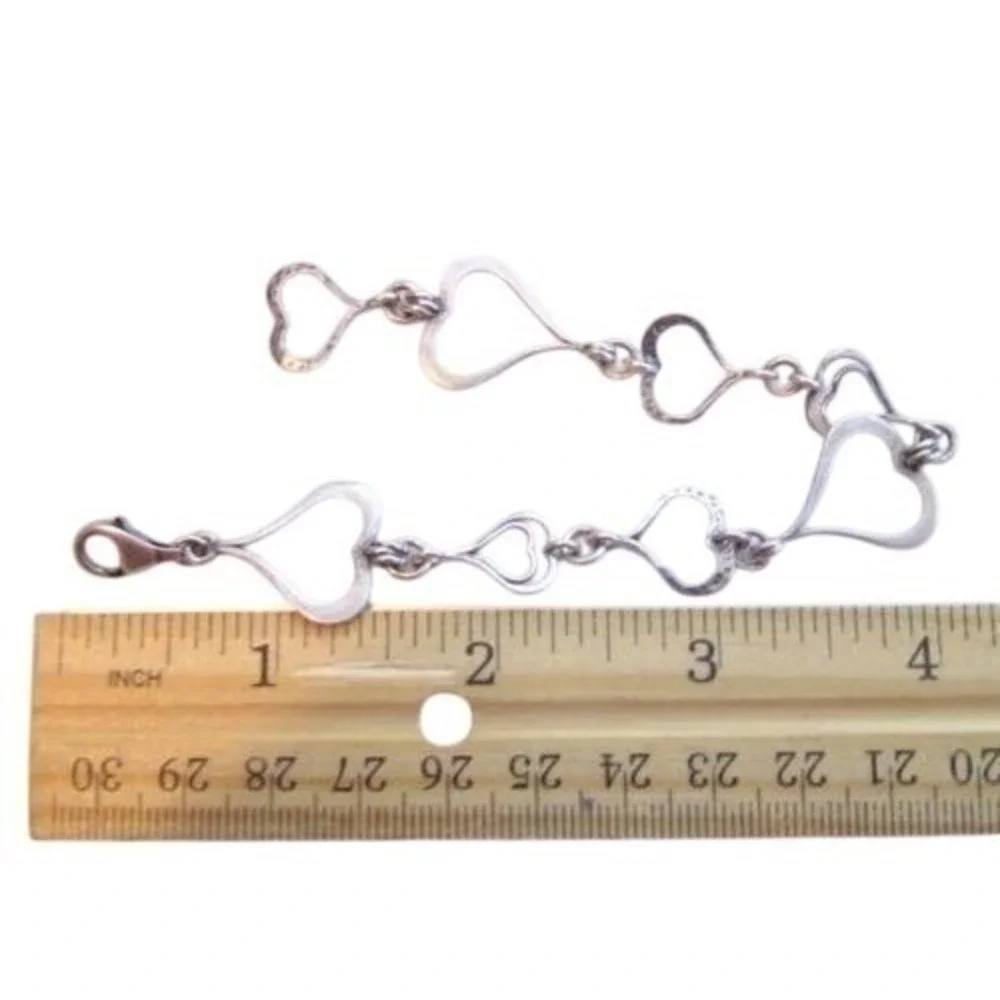 Heart Outline Vintage Sterling Silver Bracelet*9.9g*925*Starter Charm‎ Bracelet